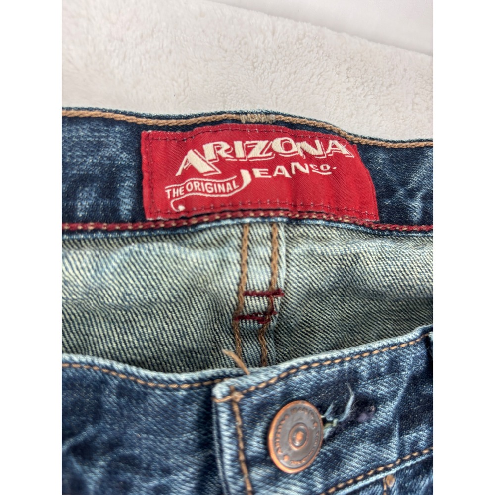 Arizona Jean Co Slim Straight Mens 33x34 Blue Dark Wash Denim Jeans - Picture 3 of 12